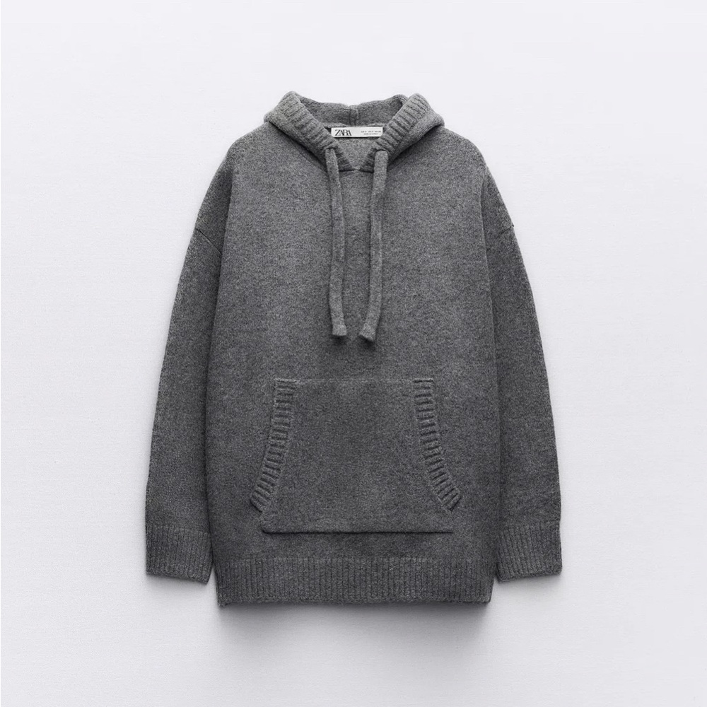 Zara Cozy Gray Hoodie Sweater